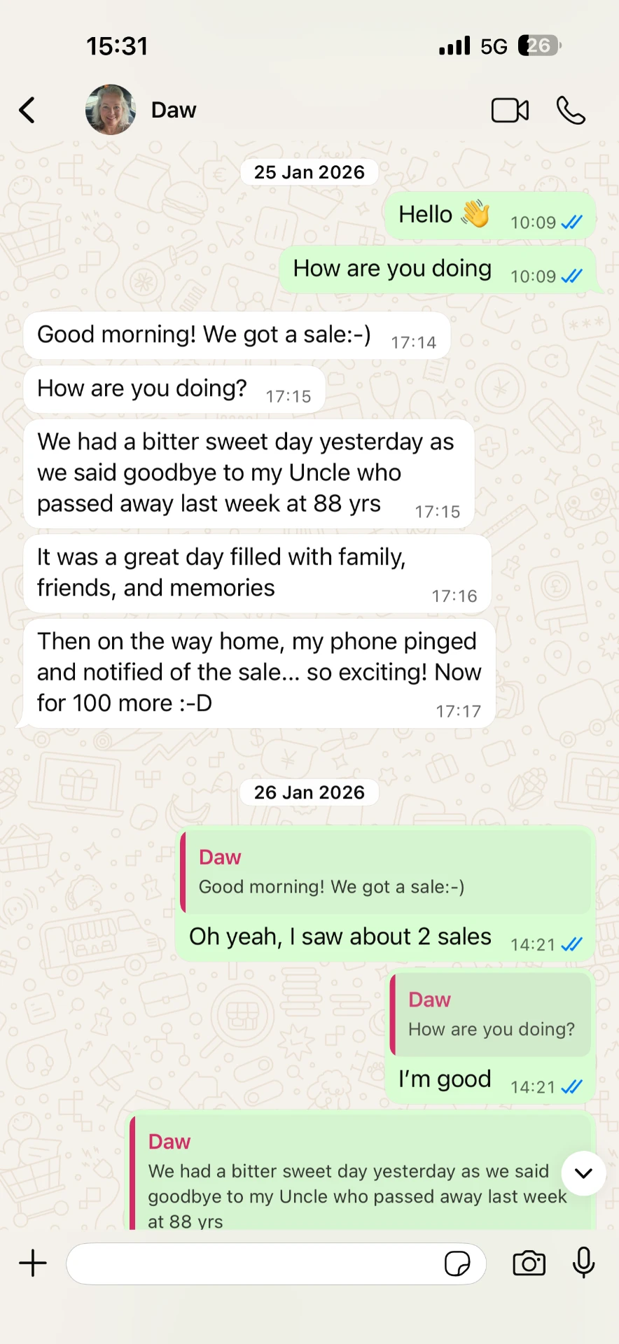 Message from Daw, Shopify store owner